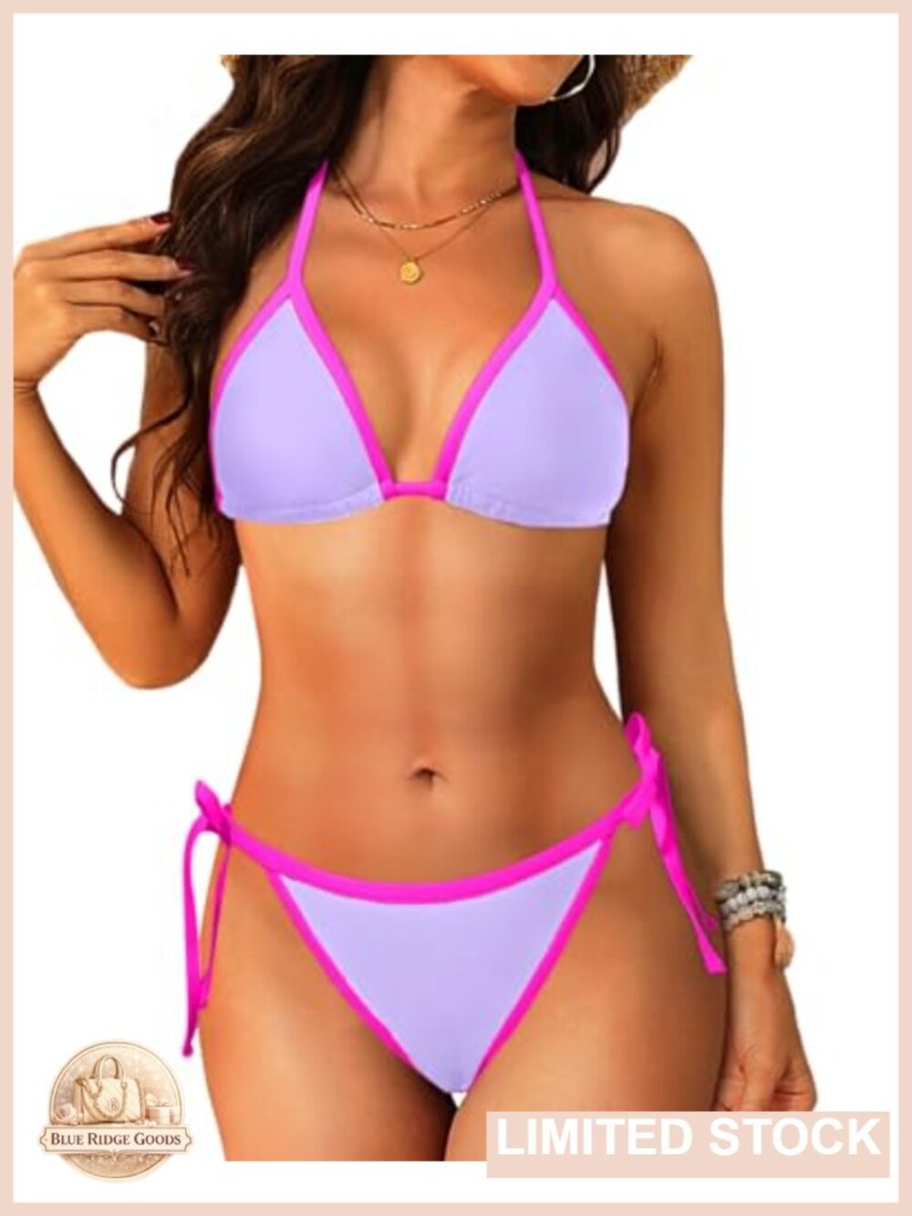 Plus Size String Bikini Set Halter Triangle Swimsuits Two Piece